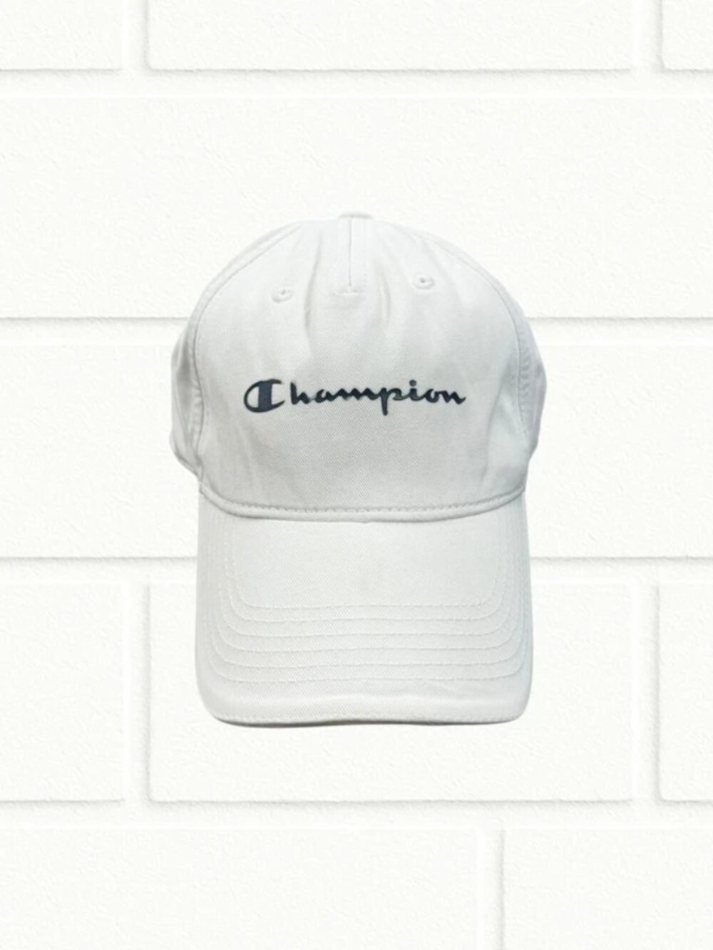 Champion White Baseball Cap Spell Out Logo Adjustable Strap One Size Unisex